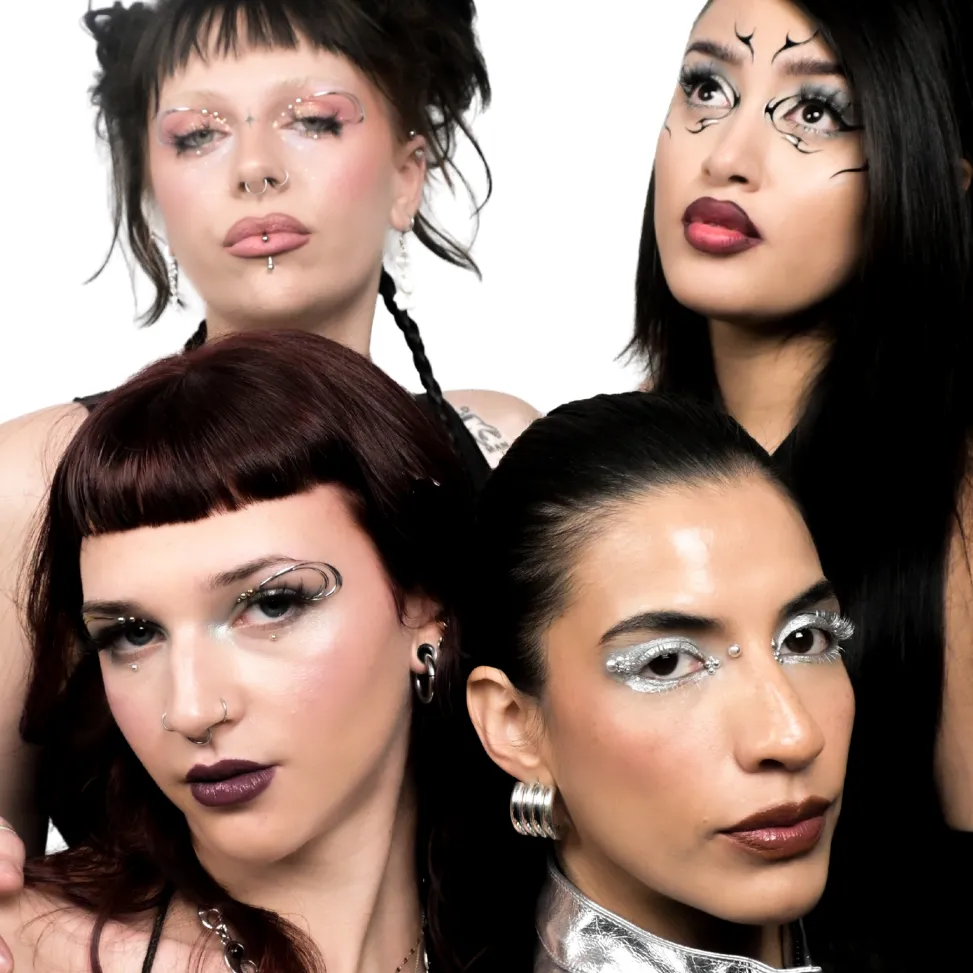 A group wearing matching Tripped eye stickers